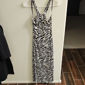 Bebe Black and White Spaghetti Strap Slip Dress
